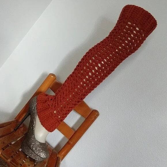 Pumpkin Spice Leg Warmers OSFM crochet warm thick chunky over knee dance premade - Picture 12 of 12